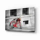 Red Bicycle Glass Wall Art.