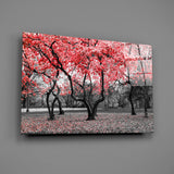 Red Tree Glass Wall Art.