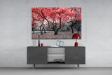 Red Tree Glass Wall Art.