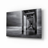 Moody Under Pier Perspective Glass Wall Art - 72x46 cm
