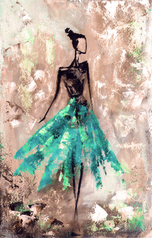 Arte de pared de vidrio de Mujer (verde)