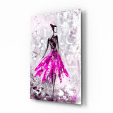 Croquis de Ballerine en Robe de Bal Magenta tableau en verre - 72x46 cm
