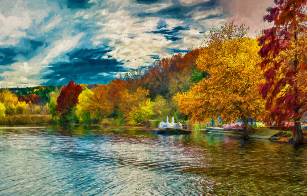 Arte de pared de vidrio de Lago