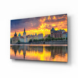 Fiery Sunset Clouds Prague Panorama Glass Wall Art - 72x46 cm