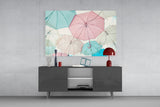Umbrellas Glass Wall Art.