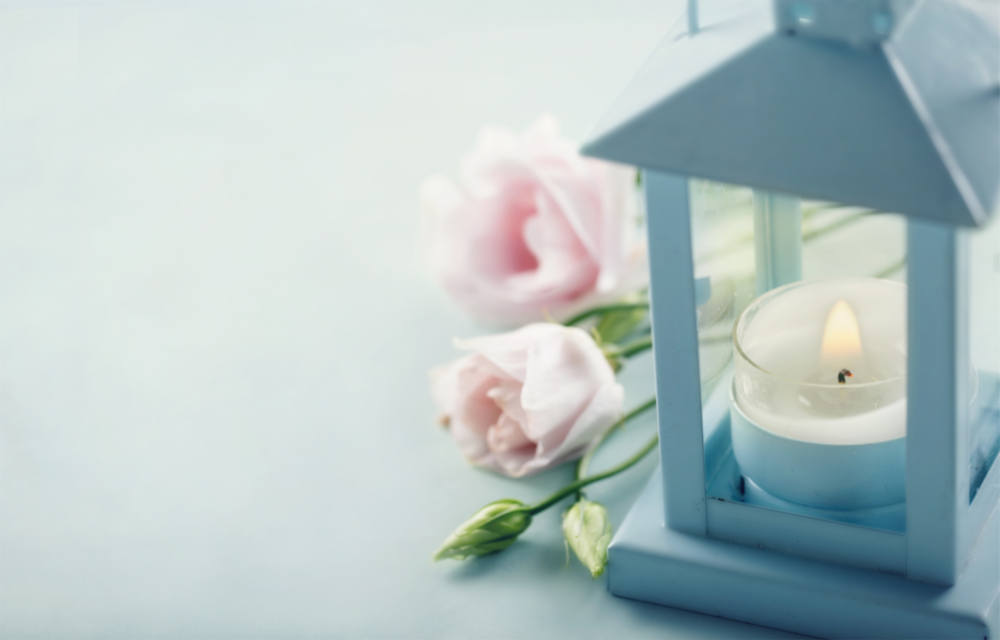 Arte della parete di vetro Candela e rosa