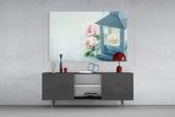 Candle & Rose Glass Wall Art.