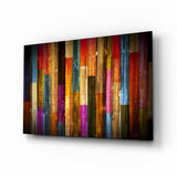 Lebendige Bunte Holzbrett-Streifen Glasbild - 72x46 cm