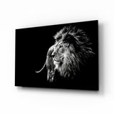 Windswept Lion Side Profile Glass Wall Art - 72x46 cm