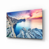 Roter Sonnenuntergang Glasbild