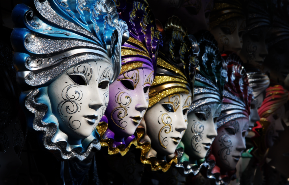 Arte della parete di vetro Maschere di carnevale veneziana