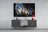 Venetian Carnival Masks Glass Wall Art.