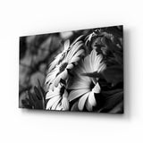 Black - White Flower Glass Wall Art.