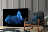 Blue Feather Glass Wall Art.
