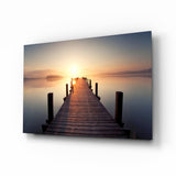 Foggy Sunrise Symmetrical Jetty Glass Wall Art - 72x46 cm