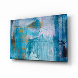 Turquoise Gold Textured Abstract Glass Wall Art - 72x46 cm