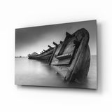 Naufragio en Blanco y Negro cuadro de cristal - 72x46 cm