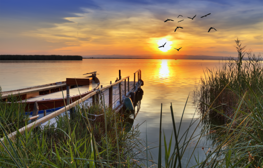 Le coucher du soleil Impression sur verre