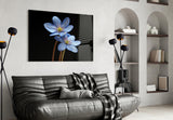 Blue Flower Glass Wall Art.
