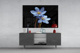 Blue Flower Glass Wall Art.
