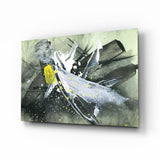 Éclaboussure d'Encre Accent Jaune tableau en verre - 72x46 cm
