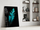Green Feather Glass Wall Art.