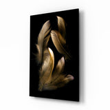 Tan Feather Glass Wall Art - 72x46 cm