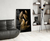 Tan Feather Glass Wall Art.