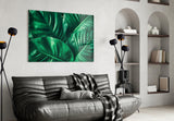 Green Tropical Leaf Glass Wall Art.