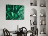 Green Tropical Leaf Glass Wall Art.