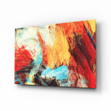 Bold Brushstrokes Red Yellow Abstract Glass Wall Art - 72x46 cm