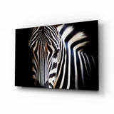Warm Toned Zebra Head Glass Wall Art - 72x46 cm