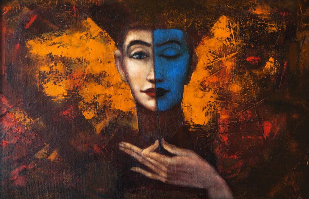 Zusammenfassung Frau Porträt Glasbild