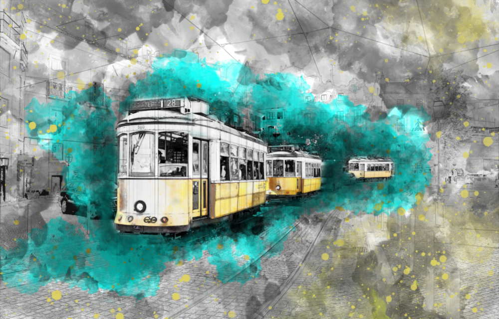 Tram d'illustration Impression sur verre