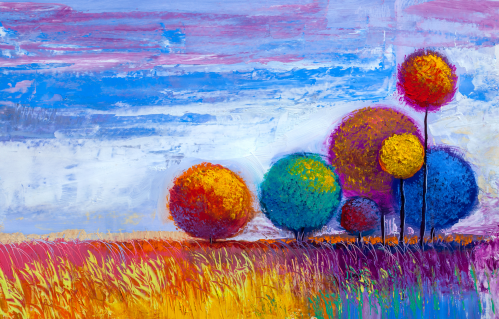 Arte della parete di vetro Alberi colorati