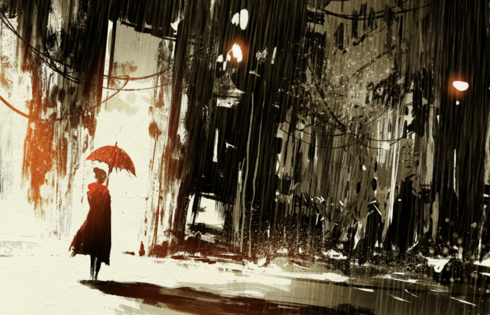 Arte della parete di vetro Città piovosa