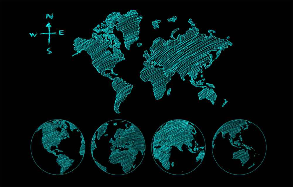 Arte de pared de vidrio de Continentes