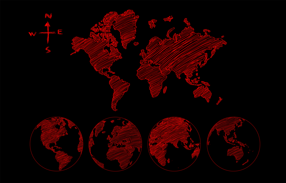 Continents Impression sur verre