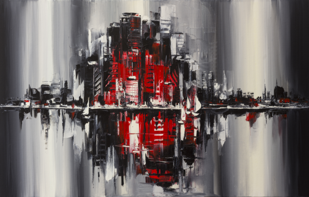 Réflexion de la ville Impression sur verre