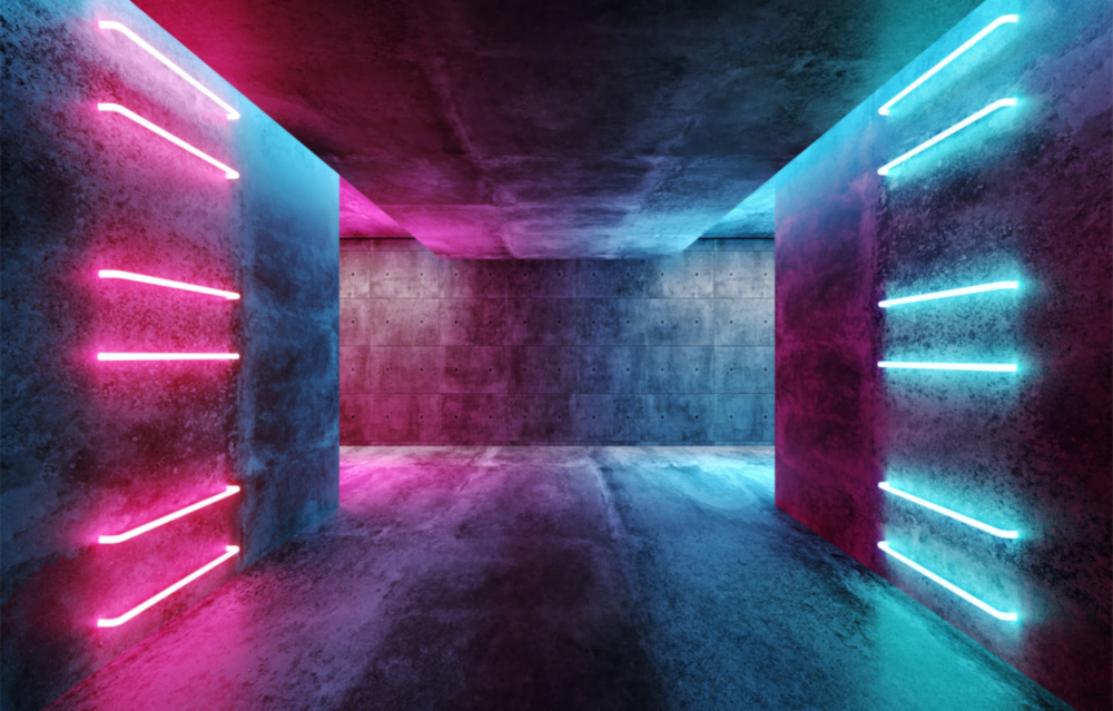 Arte della parete di vetro Luci al neon