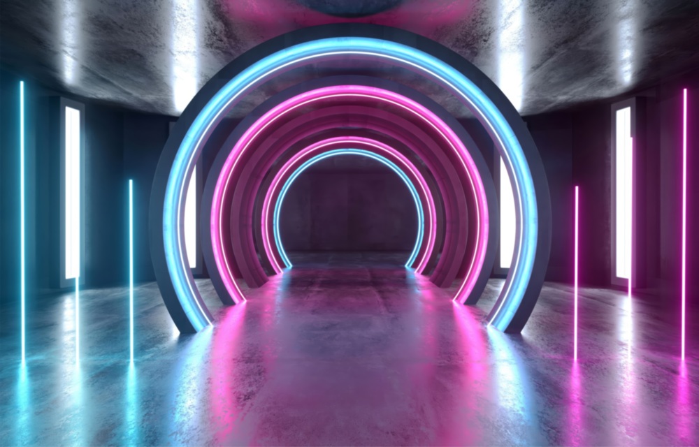 Arte della parete di vetro Luci al neon