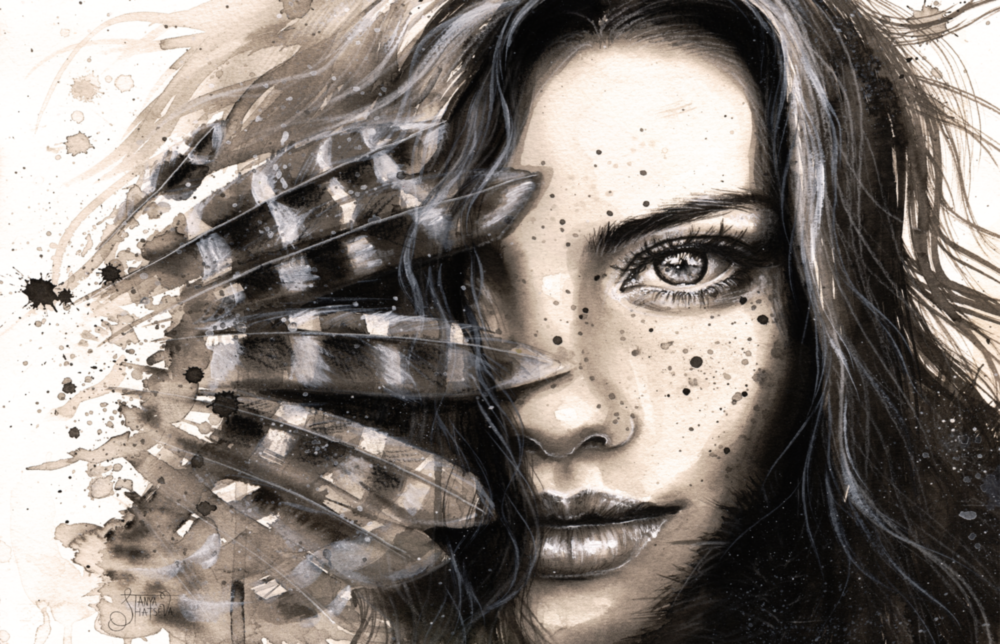 Portrait de femme Impression sur verre