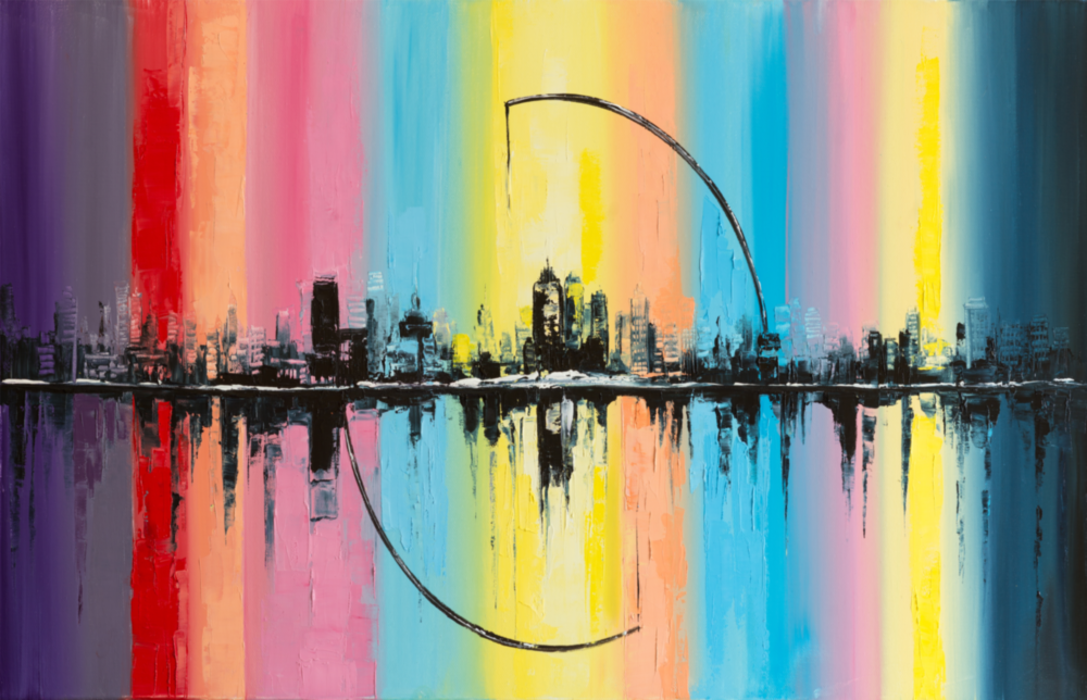 Silhouette de la ville Impression sur verre