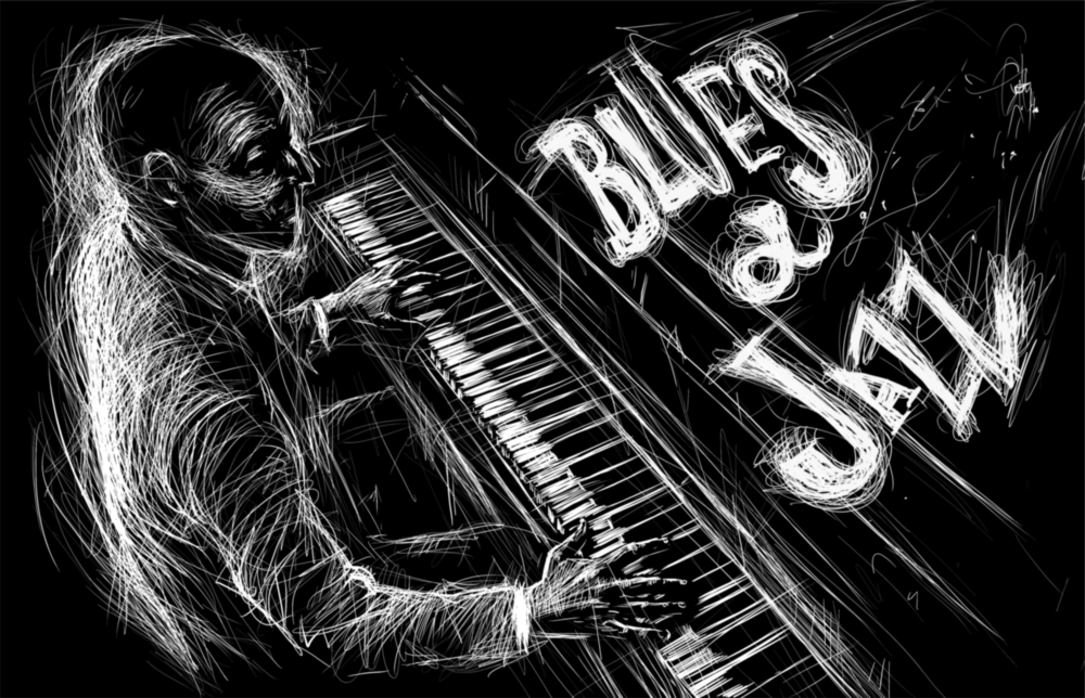 Arte della parete di vetro Musica blues jazz