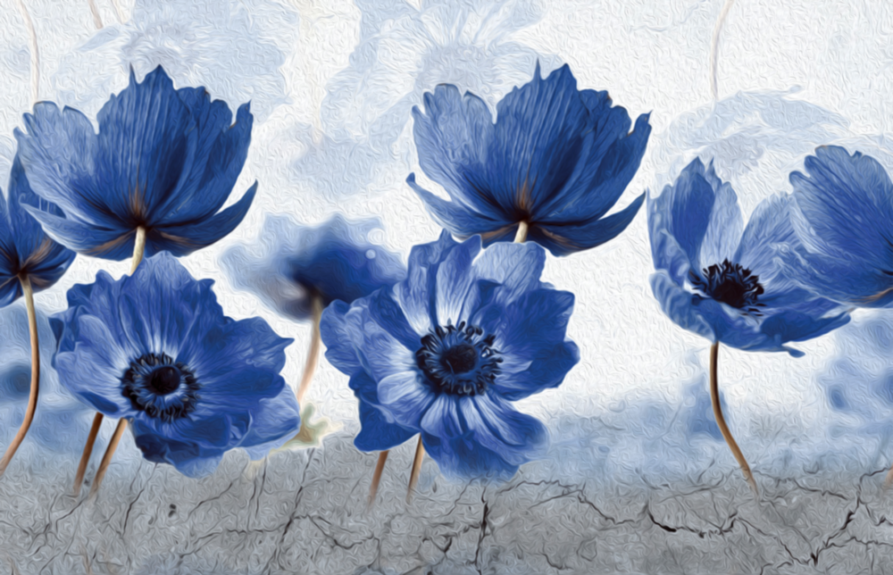Fleurs bleues Impression sur verre