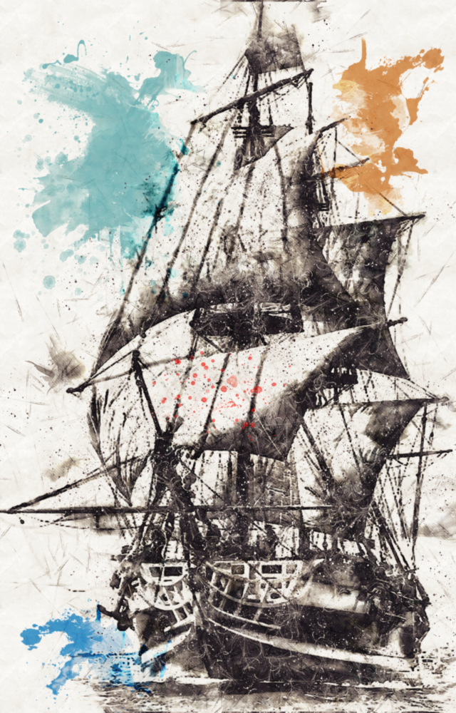 Arte della parete di vetro Illustrazione della nave