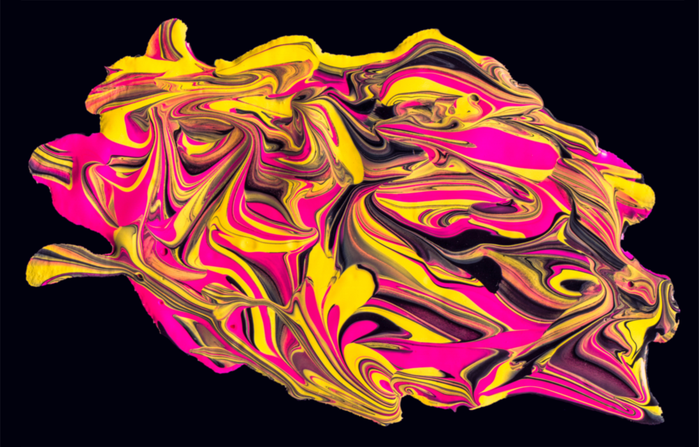 Arte della parete di vetro L'armonia di giallo e rosa