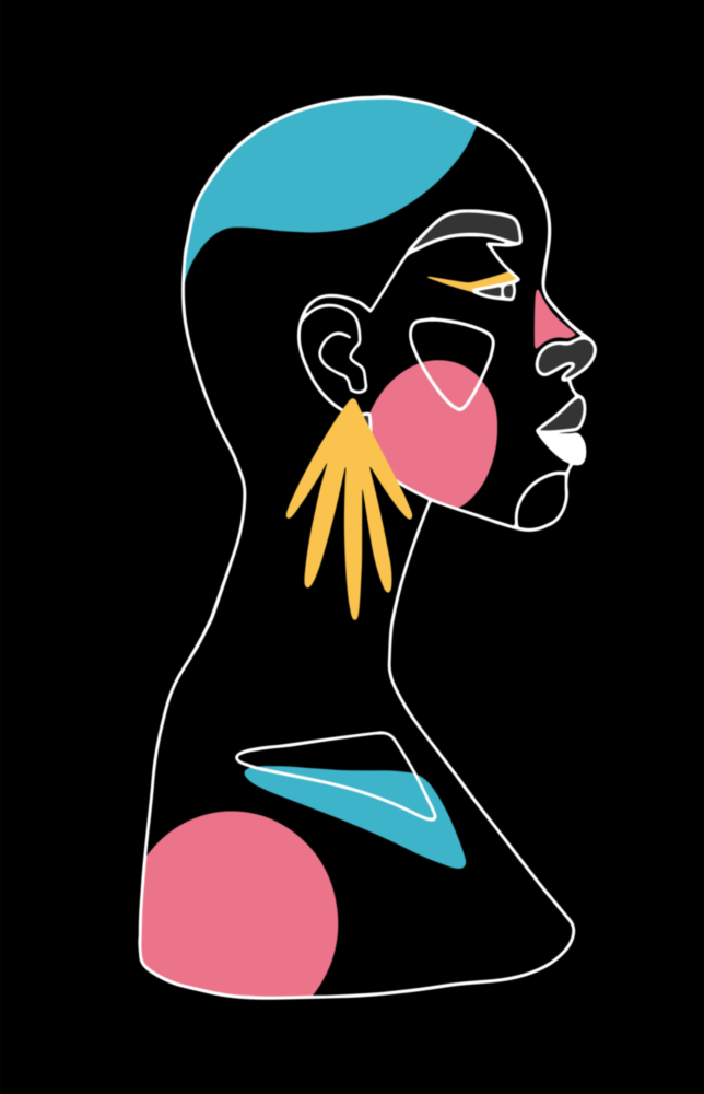 Abstraktes farbenfrohes Porträt Glasbild