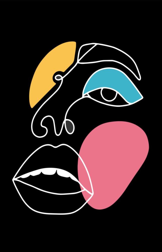 Abstraktes farbenfrohes Gesicht Glasbild