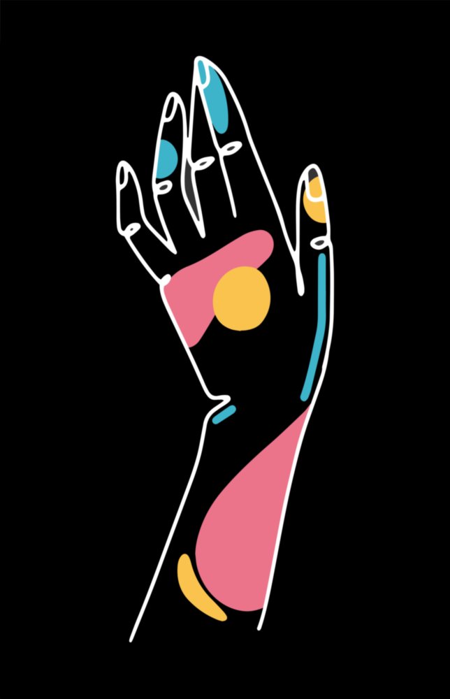 Abstrakte farbenfrohe Hand Glasbild